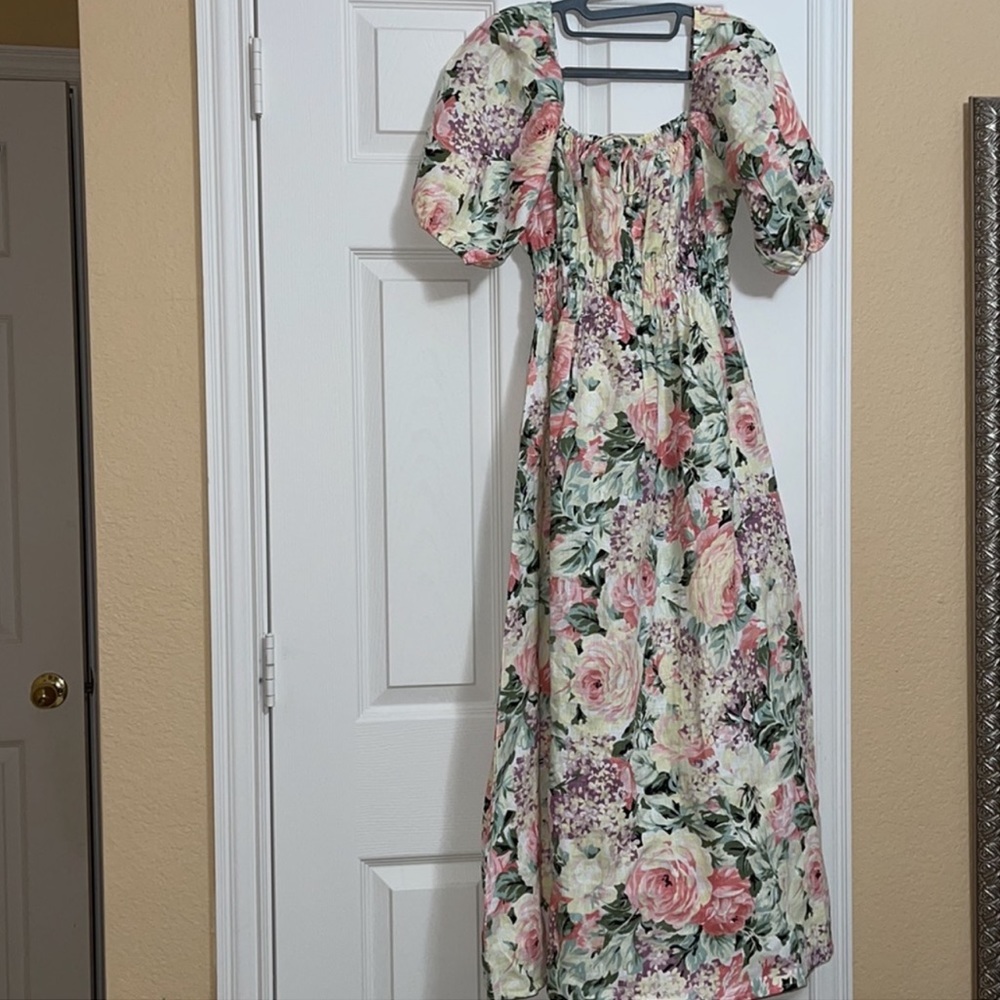 Faithfull the Brand Maurelle Midi Linen Dress Venissa Floral